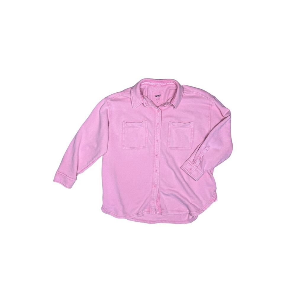 Aerie American Eagle Soft Pink LumberJane Oversized Fleece Shacket Small - Picture 5 of 9